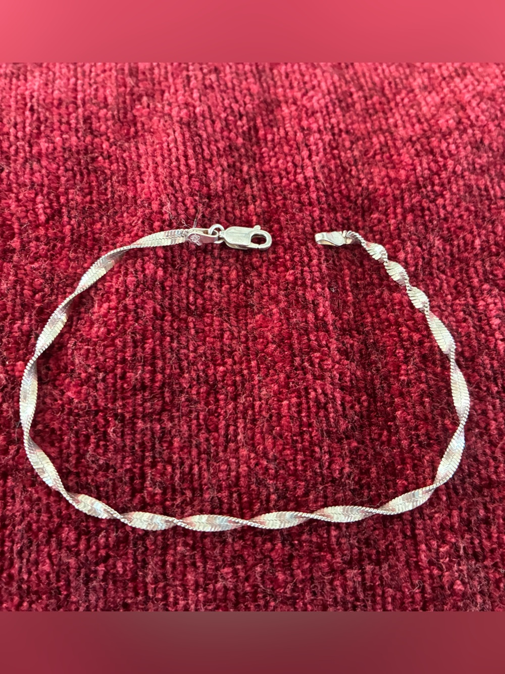 Vintage 925 Sterling Silver Twisted Braided Herringbone Bracelet - Made in Italy